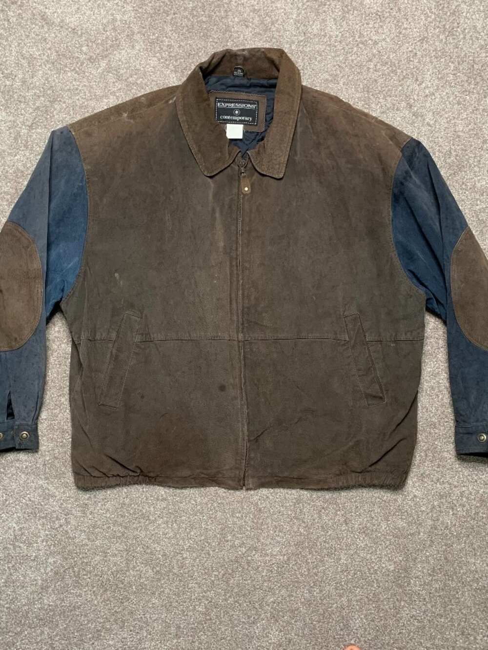 Vintage Contemporary Expressions Brown 100%Leather Bomber Winter Jacket 2XL